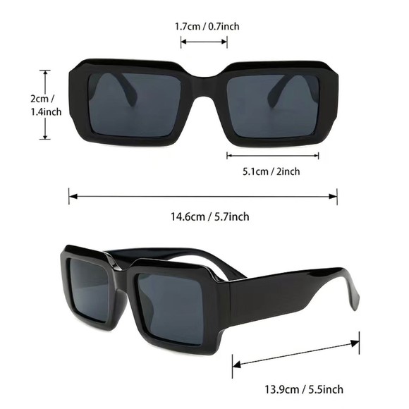 Y2K Rectangle Frame Fashion Sunglasses For Women Men Hiphop Anti Glare Glasses - Picture 5 of 5